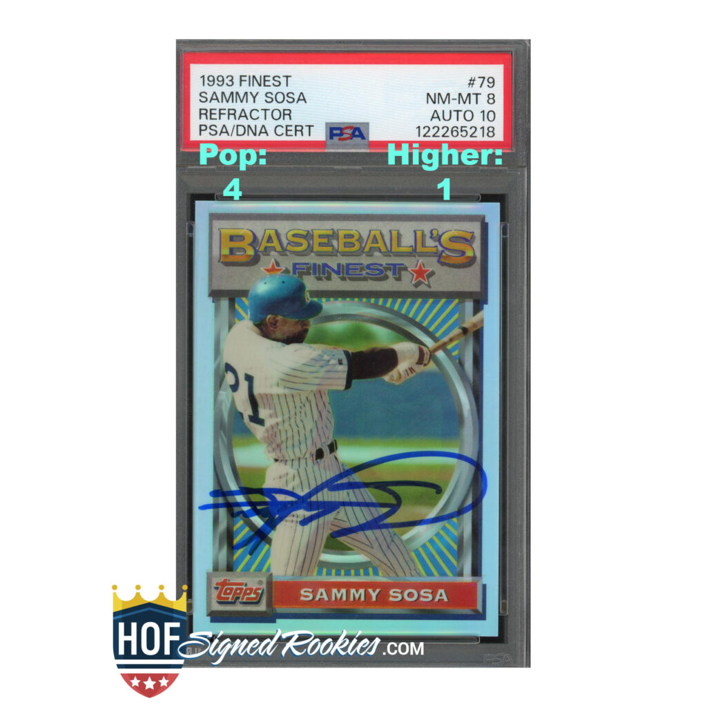 1993 Finest Refractor #79 Sammy Sosa PSA 8 Auto 10