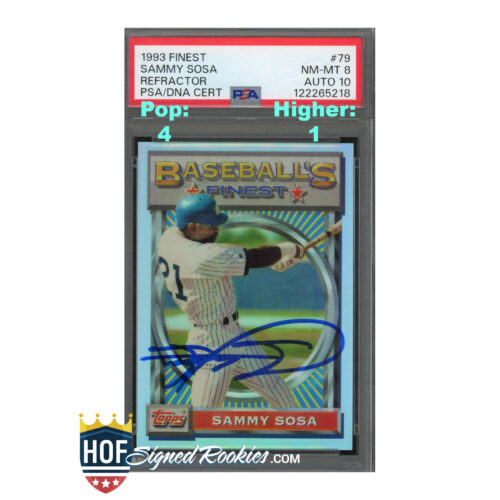 1993 Finest Refractor #79 Sammy Sosa PSA 8 Auto 10