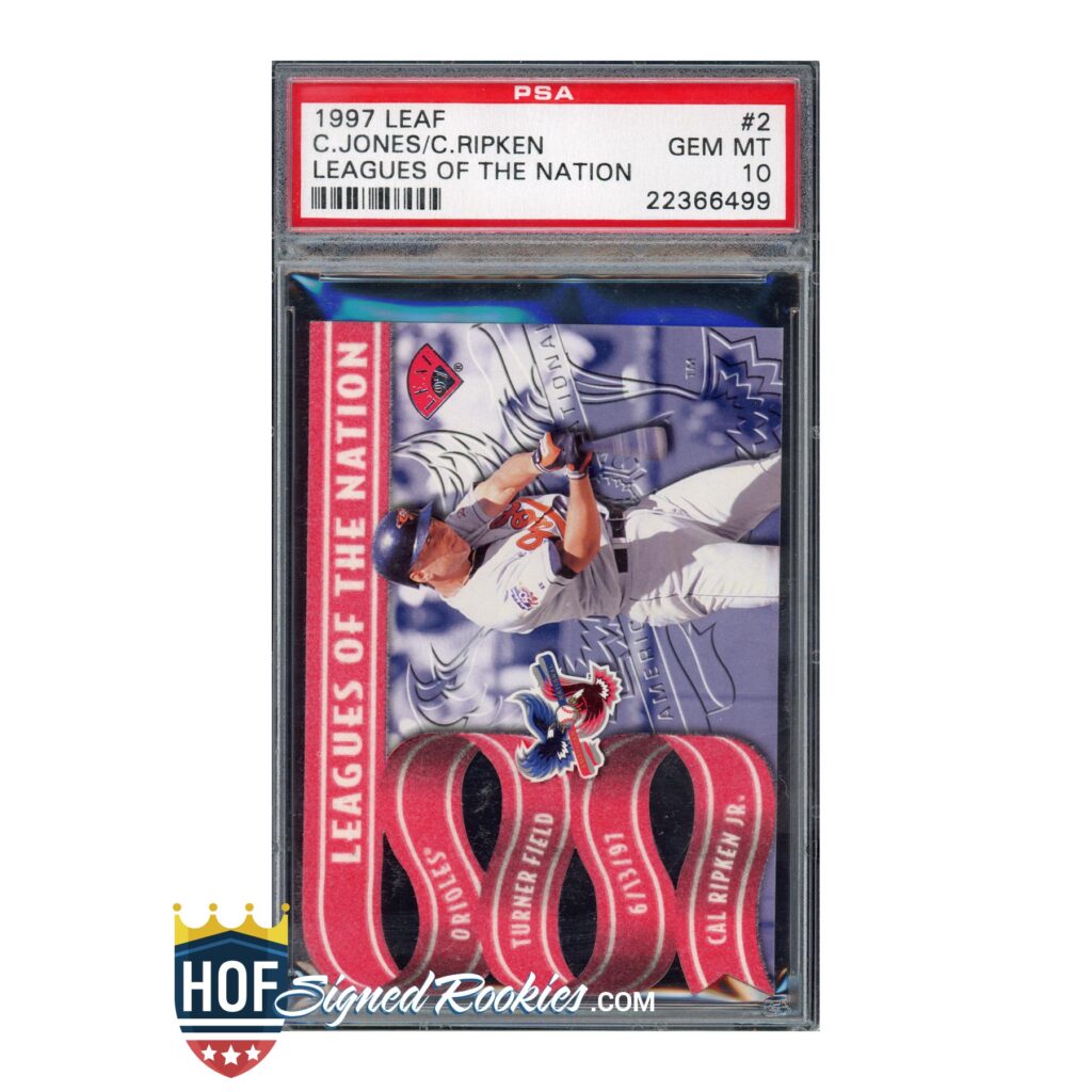 1997 Leaf Leagues of the Nation #2 Cal Ripken Chipper Jones PSA 10