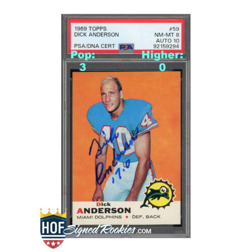 1969 Topps #59 Dick Anderson PSA 8 Auto 10