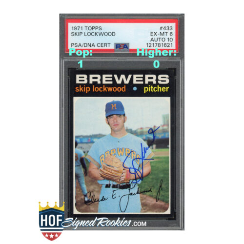 1971 Topps #433 Skip Lockwood PSA 6 Auto 10
