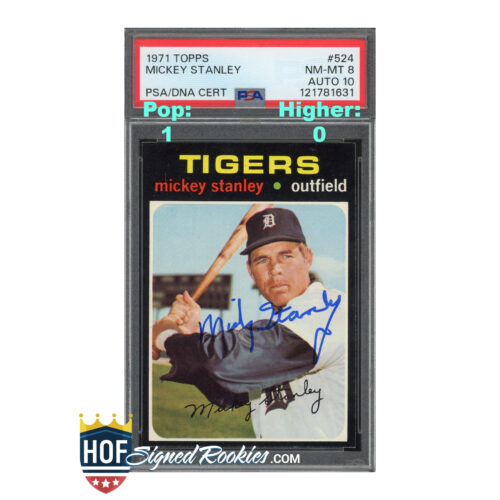 1971 Topps #524 Mickey Stanley PSA 8 Auto 10
