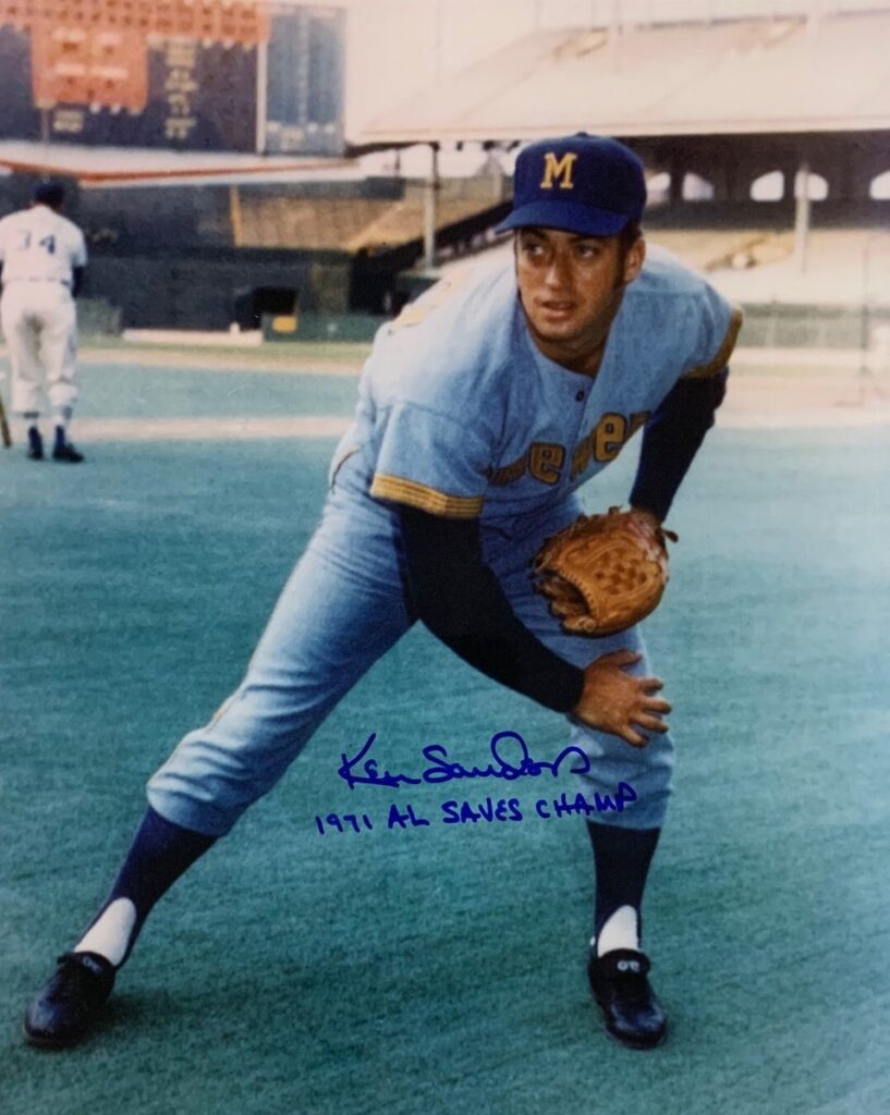 ken sanders brewers signed signature auto autograph