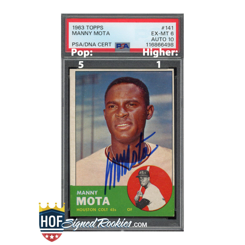 1963 Topps #141 Manny Mota PSA 6 Auto 10