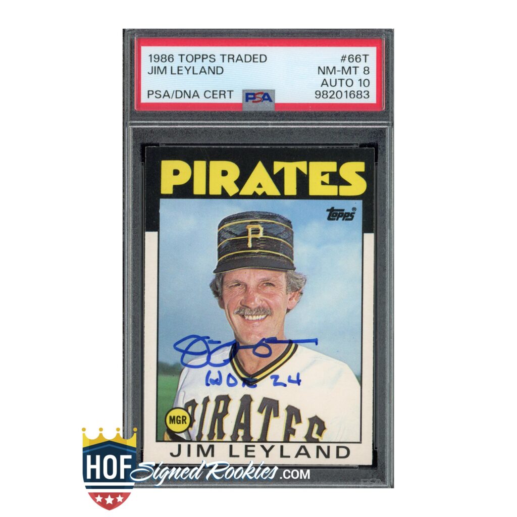1986 Topps Traded Jim Leyland PSA 8 Auto 10