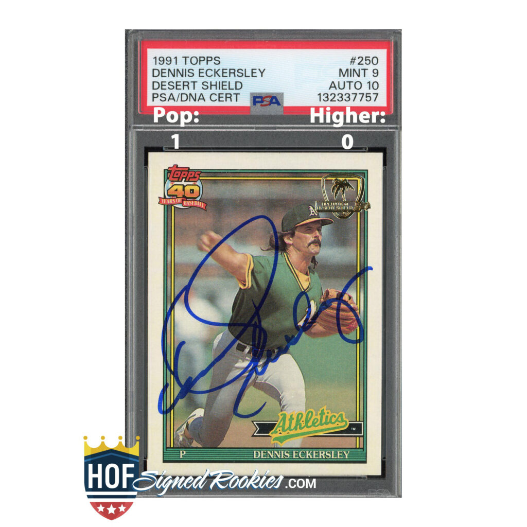 1991 Topps Desert Shield Dennis Eckersley PSA 9 Auto 10