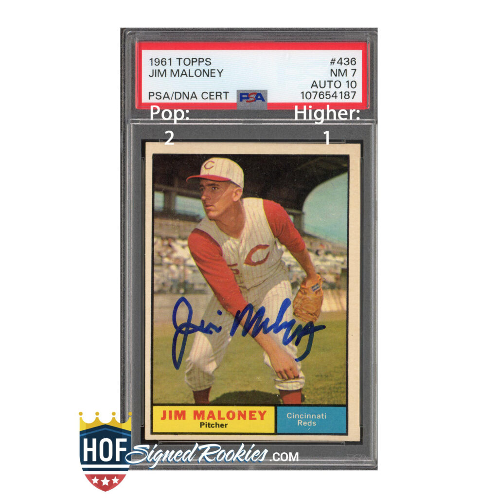 1961 Topps #436 Jim Maloney PSA 7 Auto 10