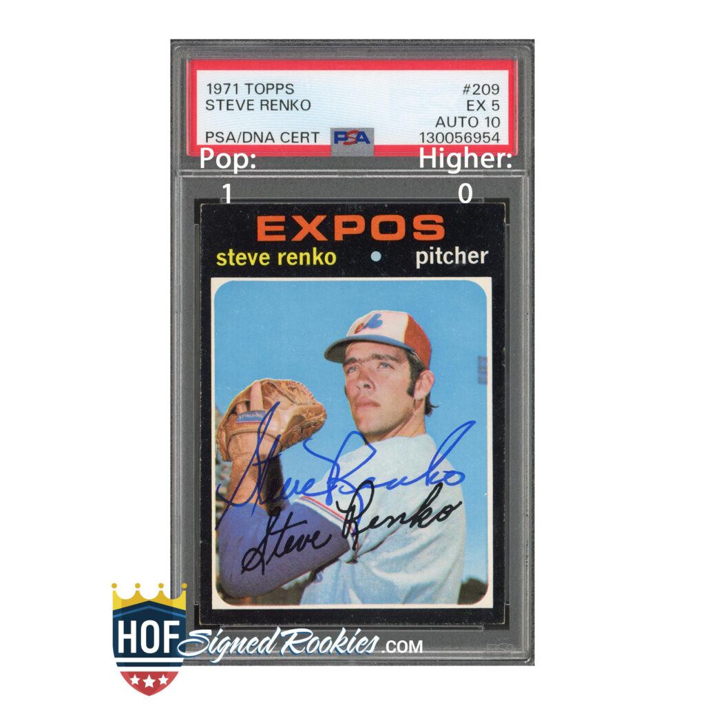 1971 Topps #209 Steve Renko PSA 5 Auto 10