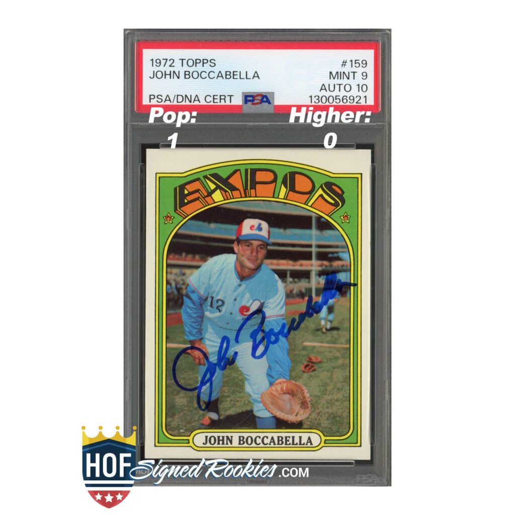 1972 Topps #159 John Boccabella PSA 9 Auto 10