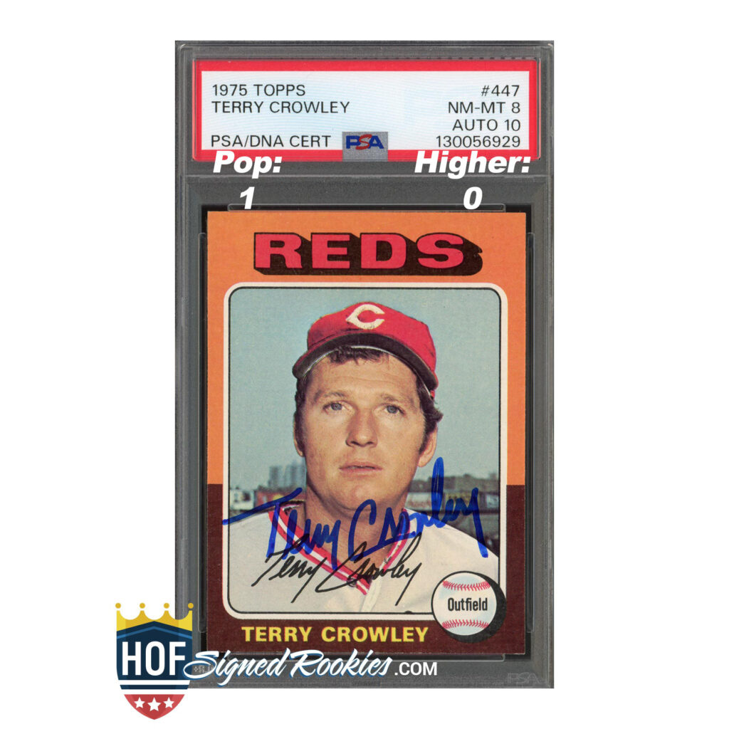 1975 Topps #447 Terry Crowley PSA 8 Auto 10
