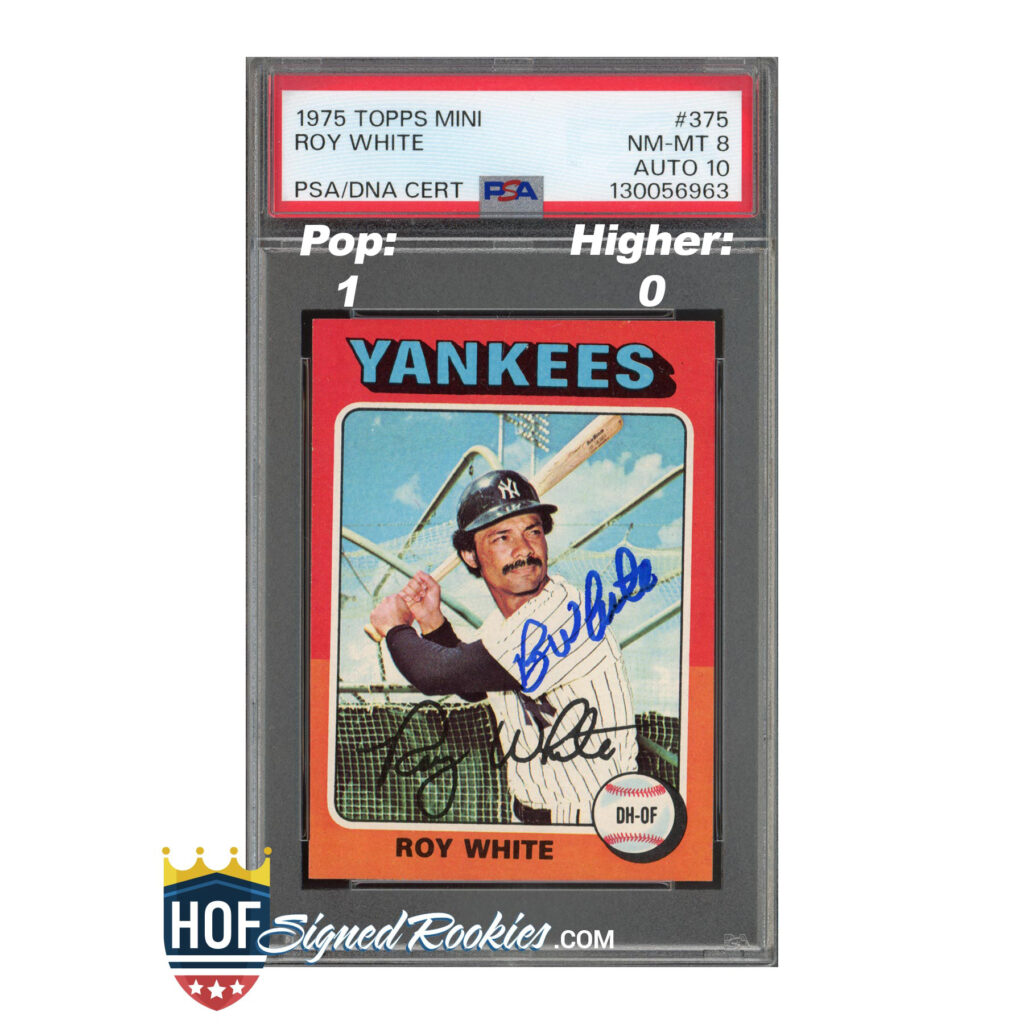 1975 Topps Mini #375 Roy White PSA 8 Auto 10