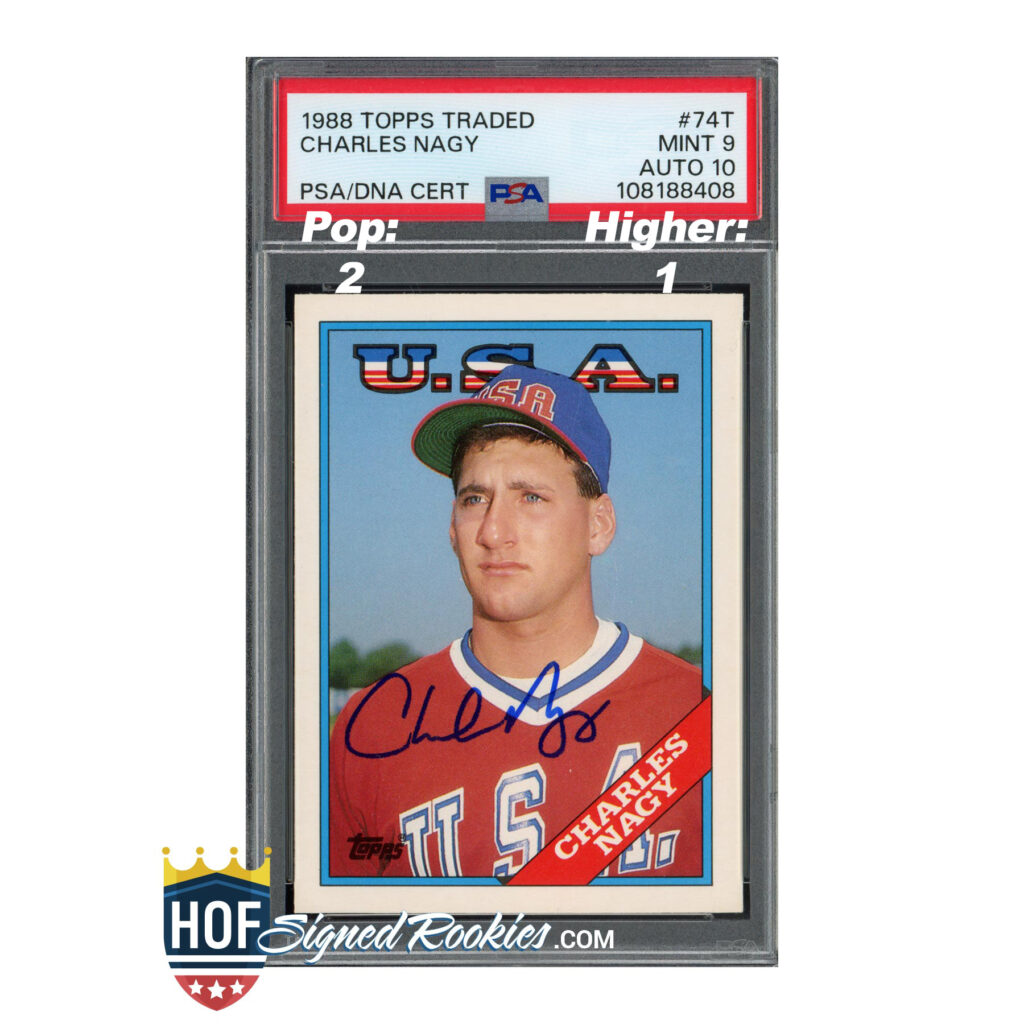 1988 Topps Traded #74T Charles Nagy PSA 9 Auto 10