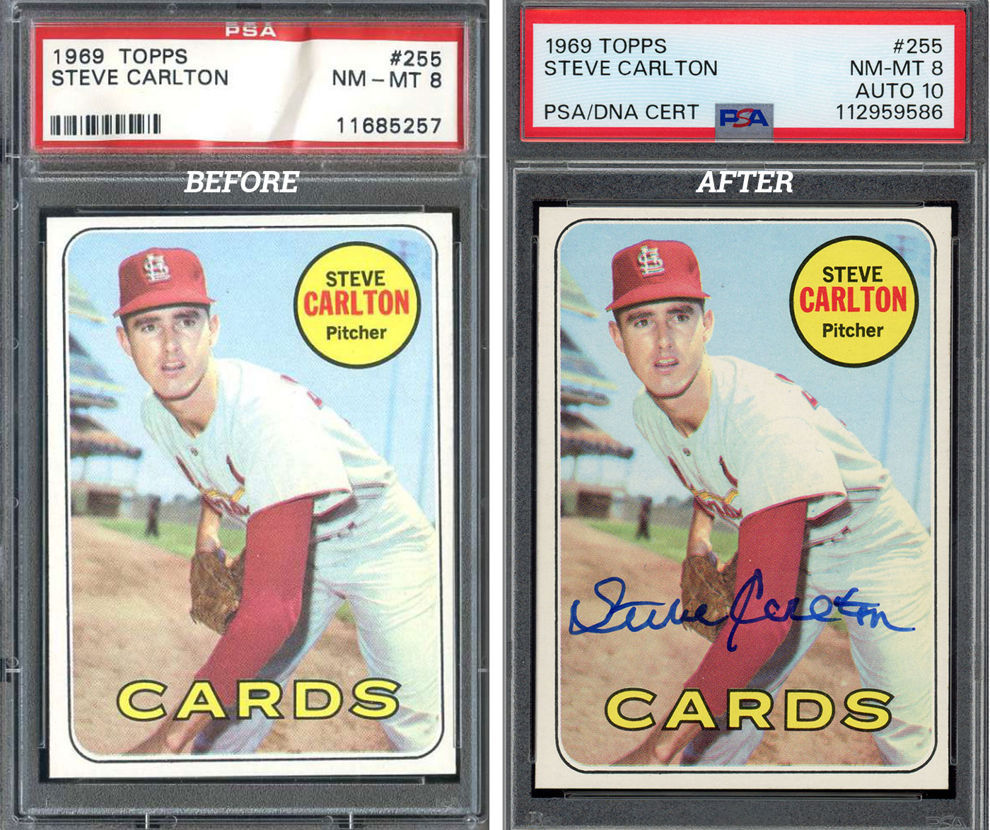 1969 Topps Steve Carlton PSA 8 Auto 10 1969 Topps Steve Carlton PSA 8 Auto 10
