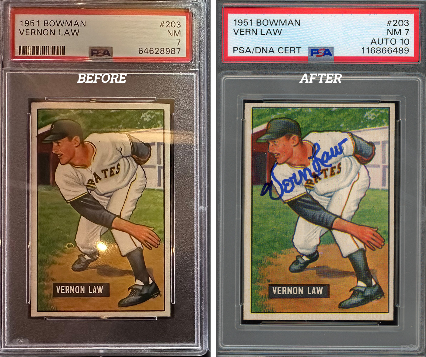 1951 Bowman Vern Law PSA 7 Auto 10 1951 Bowman Vern Law PSA 7 Auto 10
