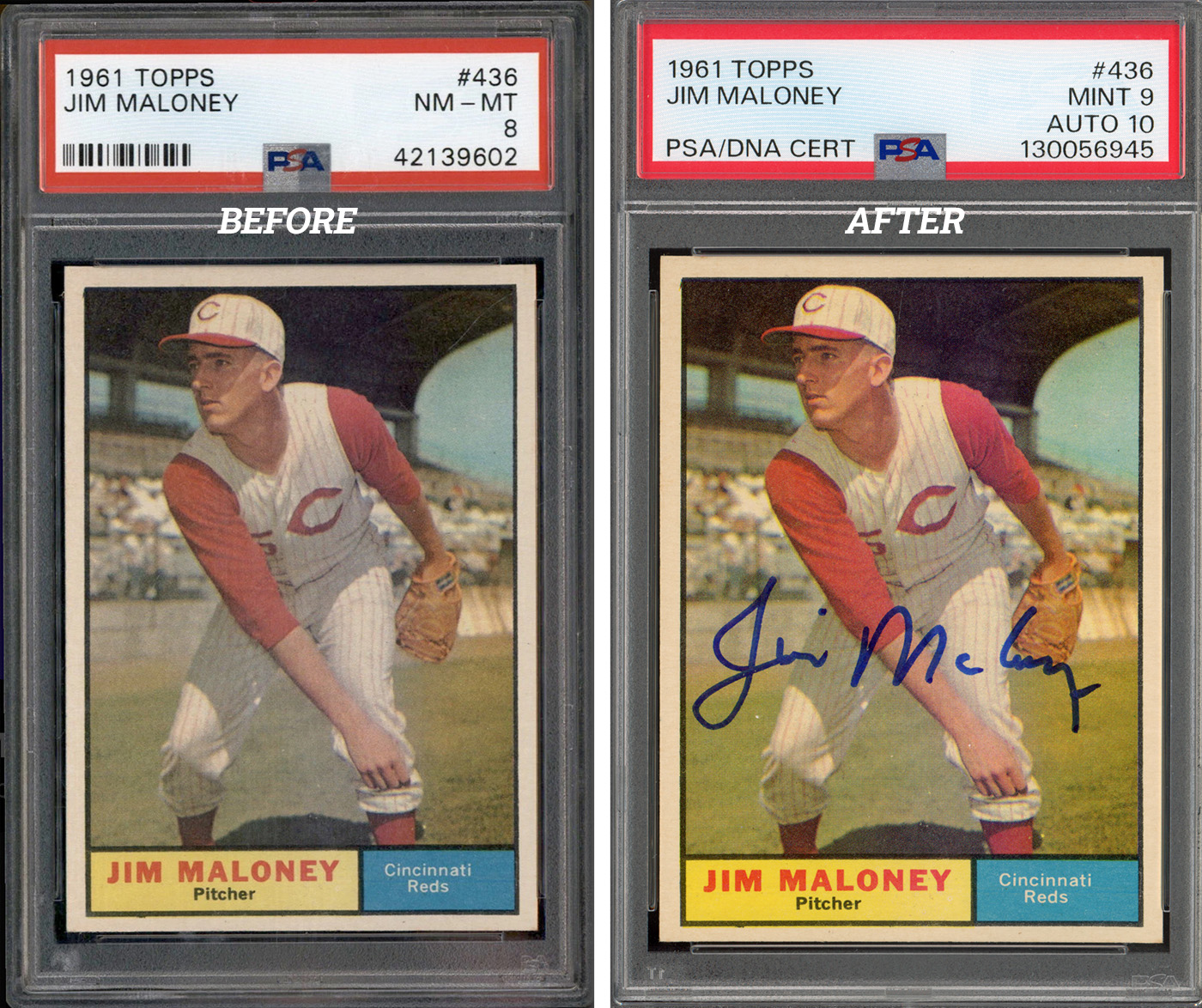 1961 Topps Jim Maloney PSA 9 Auto 10 1961 Topps Jim Maloney PSA 9 Auto 10