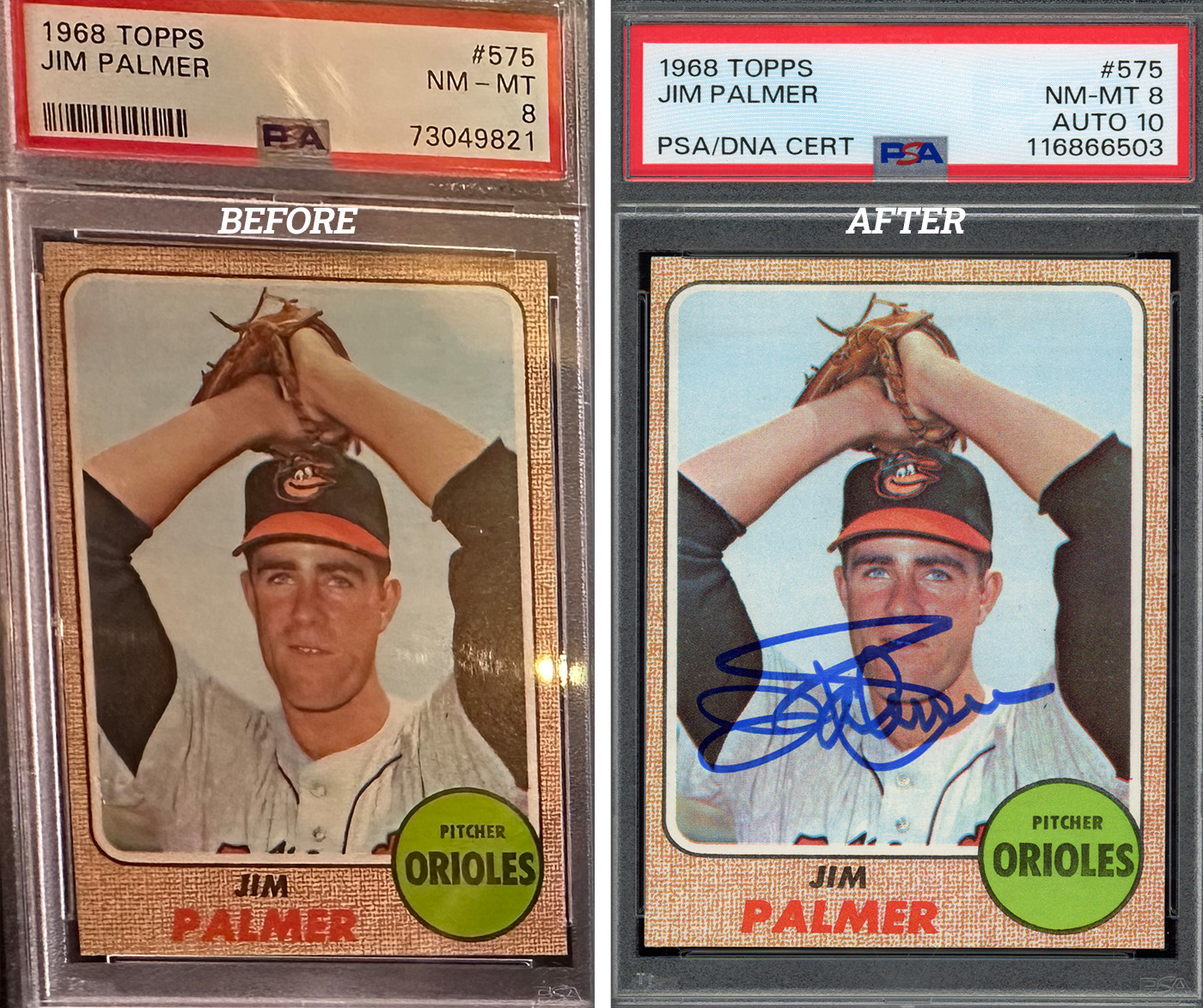 1968 Topps Jim Palmer PSA 8 Auto 10 1968 Topps Jim Palmer PSA 8 Auto 10