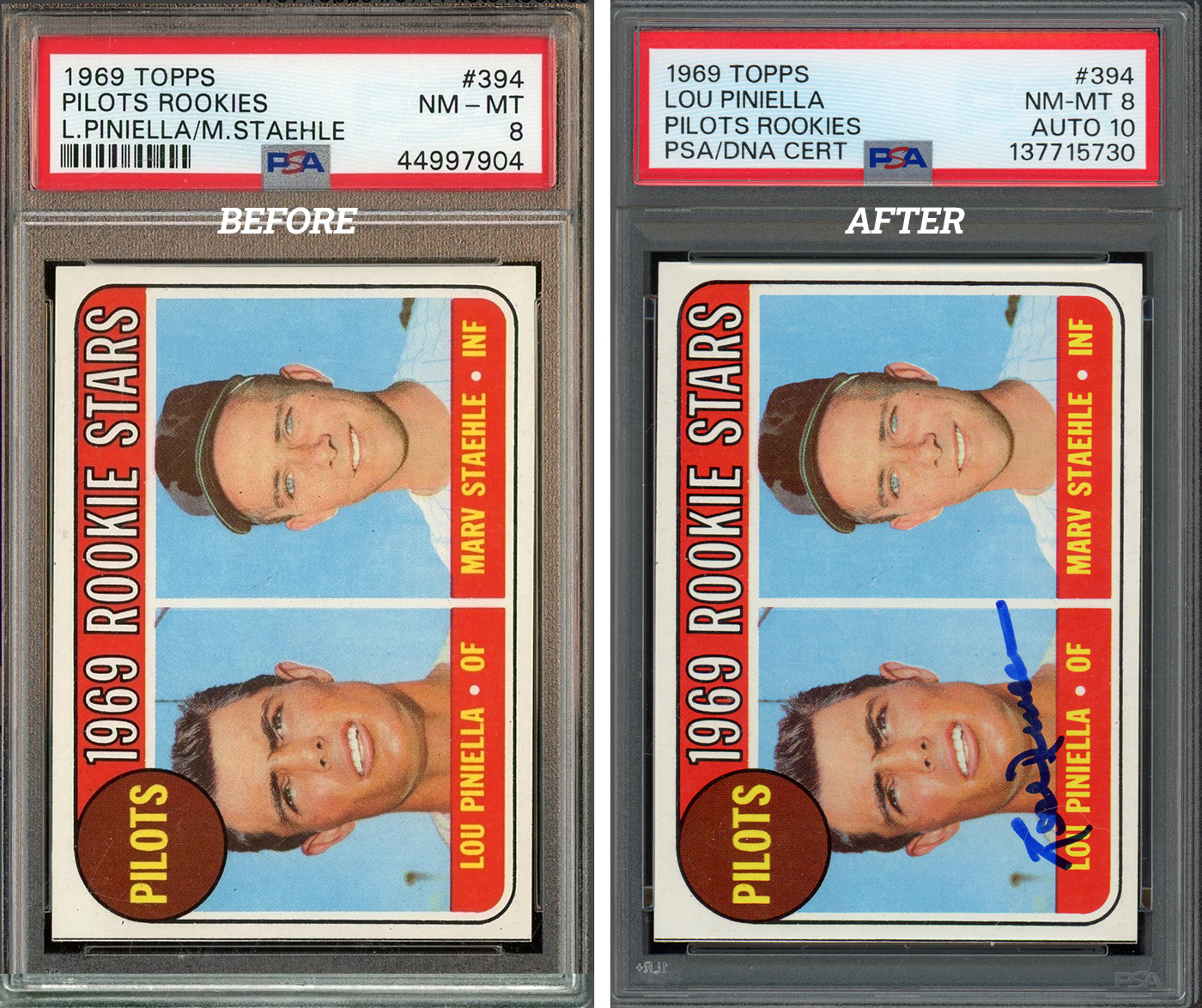 1969 Topps Lou Piniella PSA 8 Auto 10 1969 Topps Lou Piniella PSA 8 Auto 10