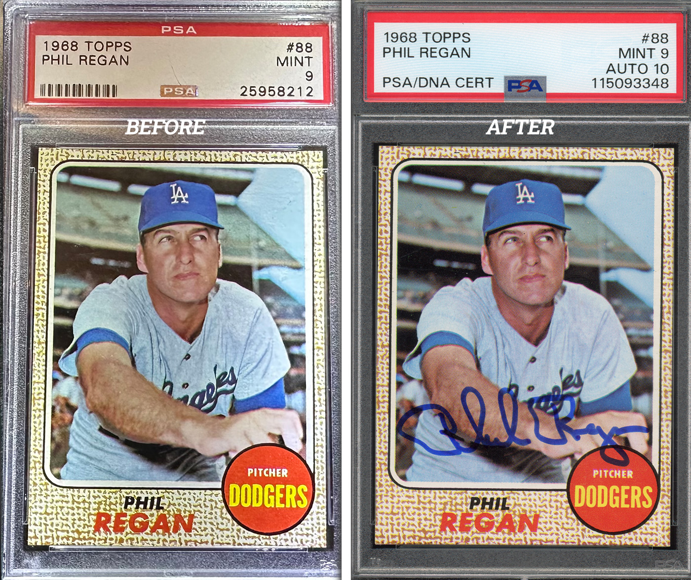 1968 Topps Phil Regan PSA 9 Auto 10 1968 Topps Phil Regan PSA 9 Auto 10