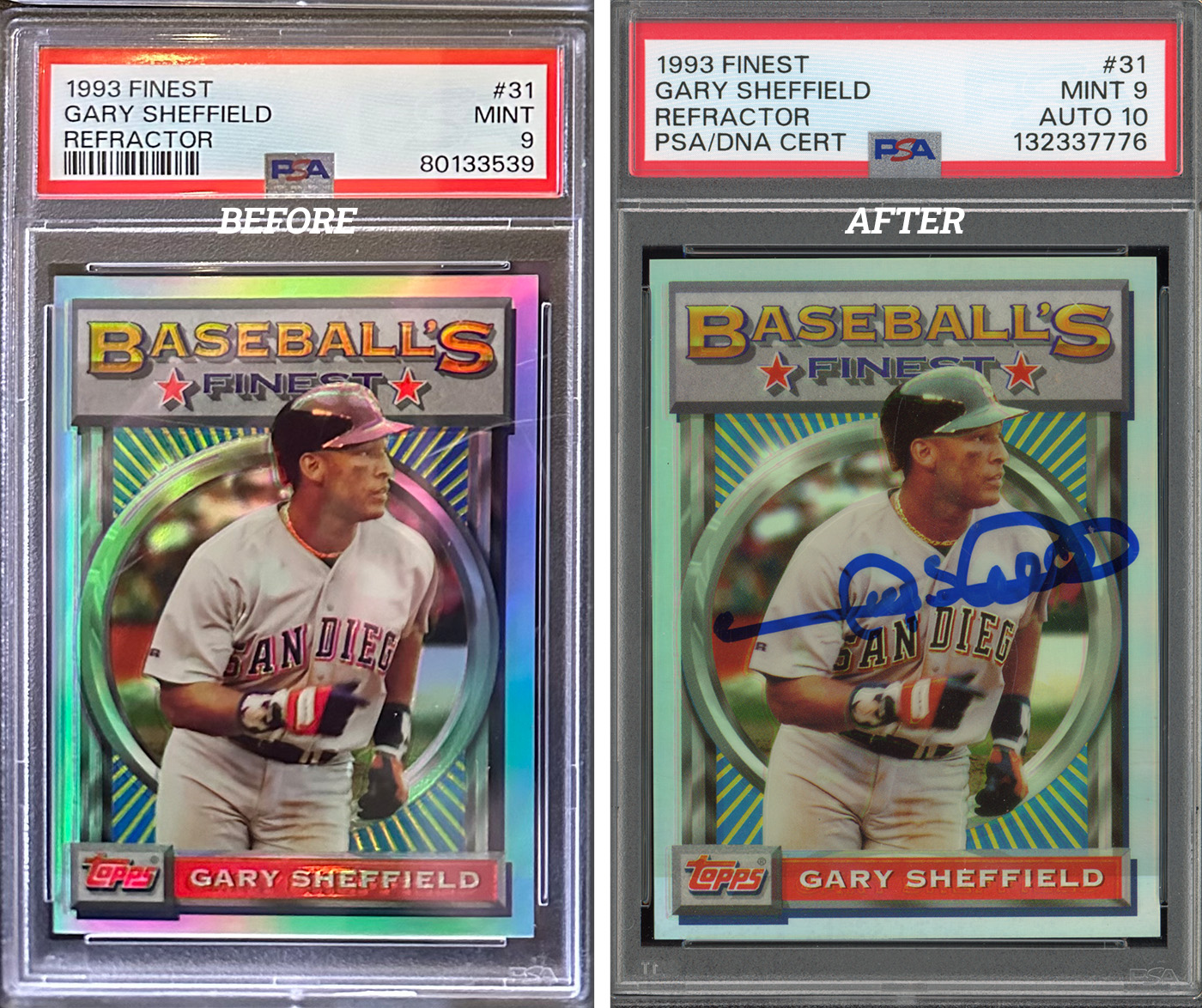 1993 Finest Refractor Gary Sheffield PSA 9 Auto 10 1993 Finest Refractor Gary Sheffield PSA 9 Auto 10